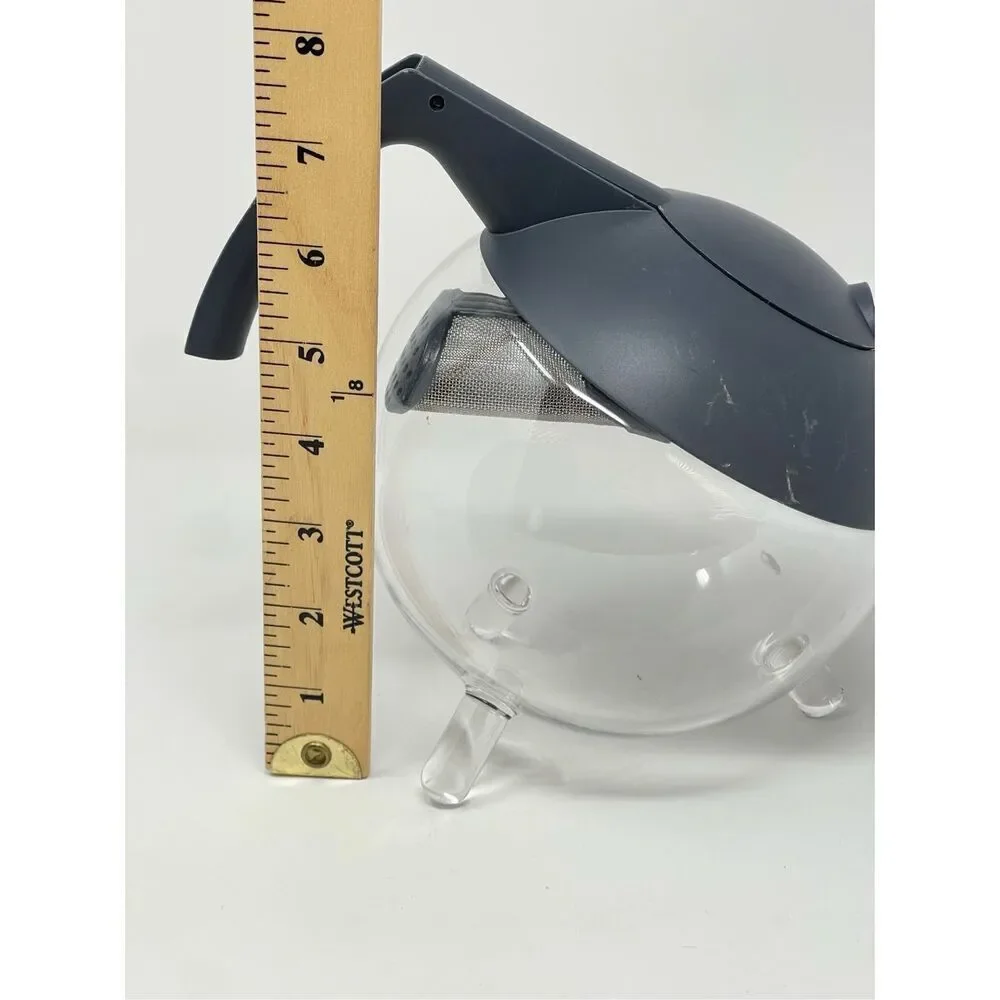 Jenaer Jena Glas GLOBO Tilting Glass Teapot with Lid and Infuser Gray Germany